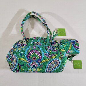 NWT Vera Bradley Bowler Bag w/ Coin Purse Green Purse Discontinued Retired Rare
